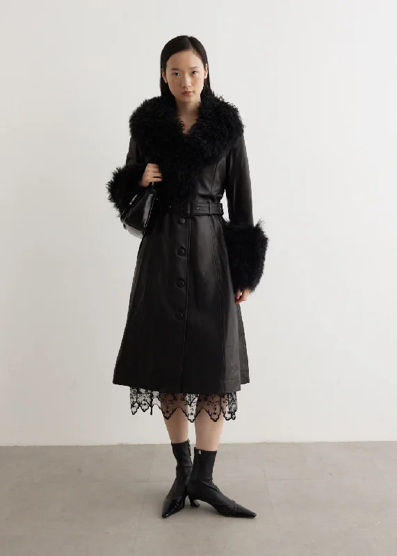 Foxy Leather Shearling Coat