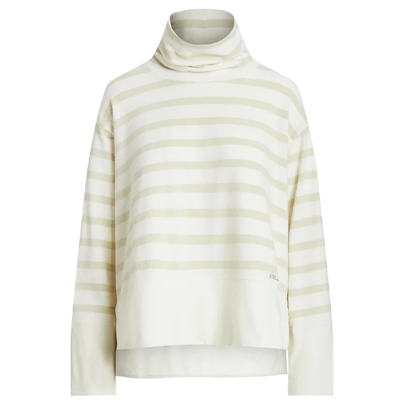 Womens Striped Performance Fleece Pullover Clbhouse Cream/Bsc Sand Stripe - SS23