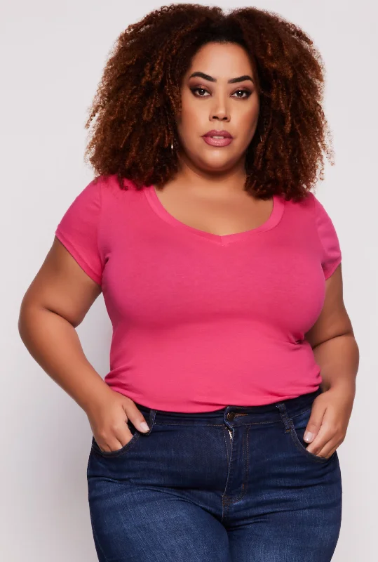 Plus Size V Neck Tee