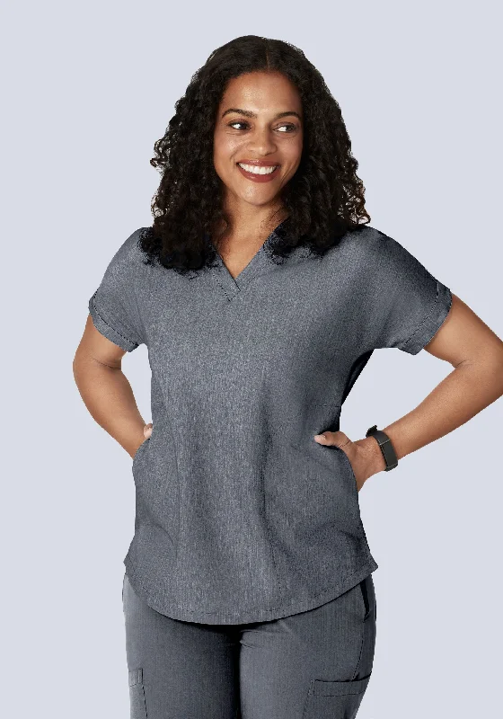 Oversized V Neck Top Gray